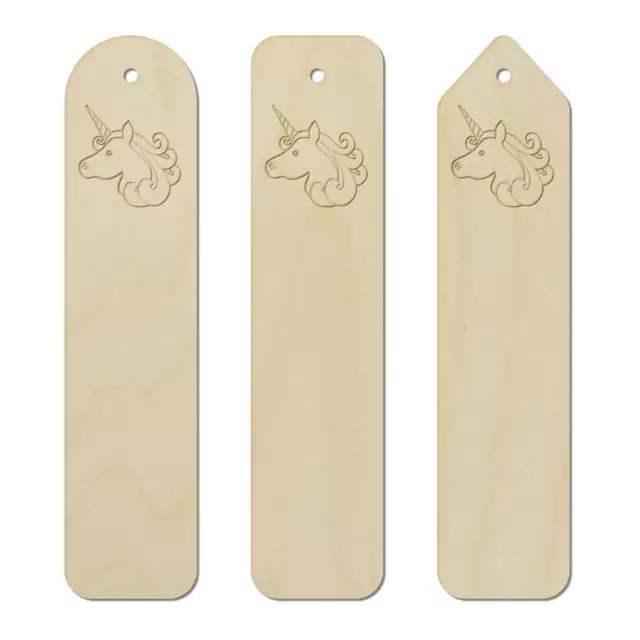 3 x 'Unicorn Head' Birch Bookmarks (BK00017743)