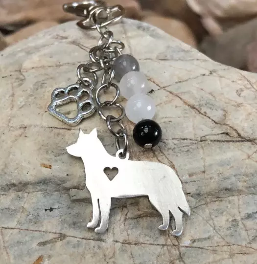 Cattle dog - Heeler key chain - dog keychain - bag charm - key ring - dog gift