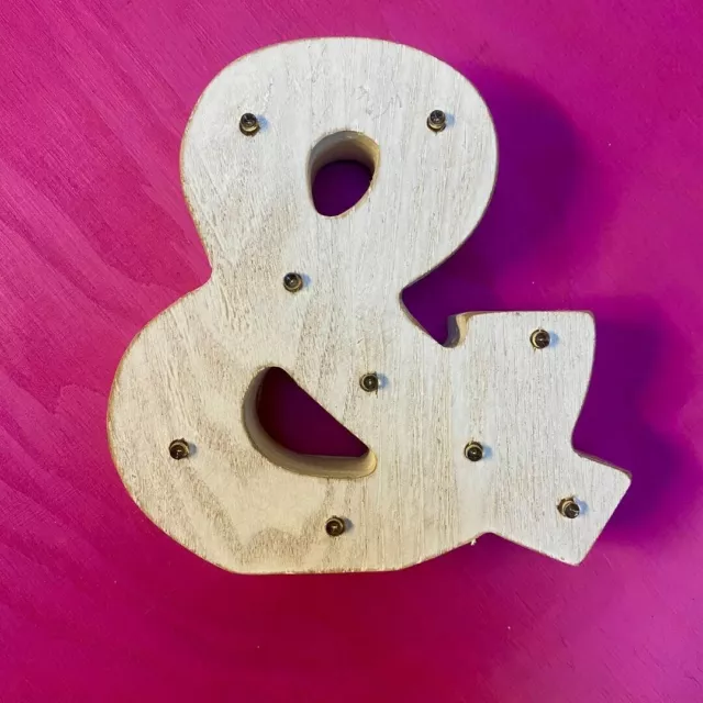 Decorative Light Up Wooden Letter & in White, 6" Marquee Ampersand Wall Mounted