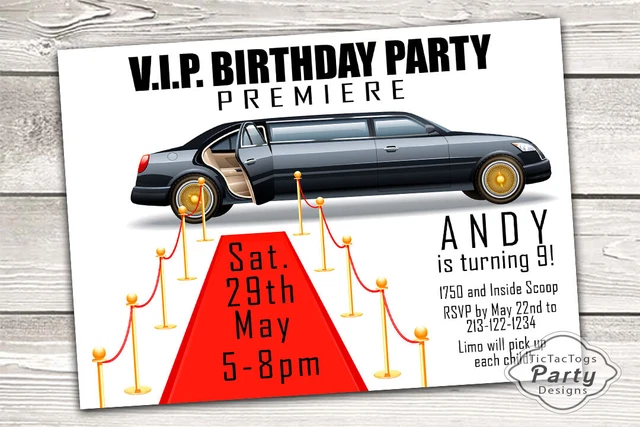 CUSTOM PRINTABLE BIRTHDAY Invitation Limousine Limo Boy or Girl Party ...