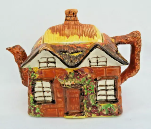 Vintage Majolica Price Bros. "Ye Olde Cottage" England Cottage Ware House Teapot