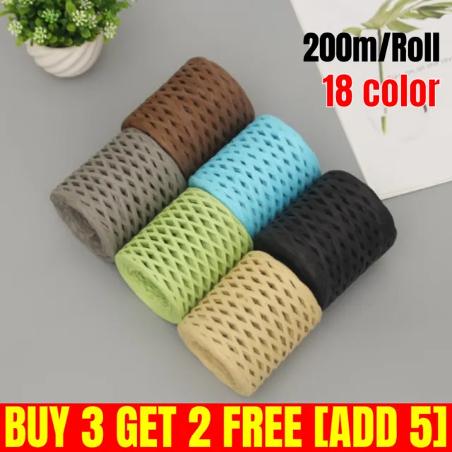 200M/Roll Raffia Paper Straw Yarn DIY Hand Knitting Crochet Handbag Hats Rope UK