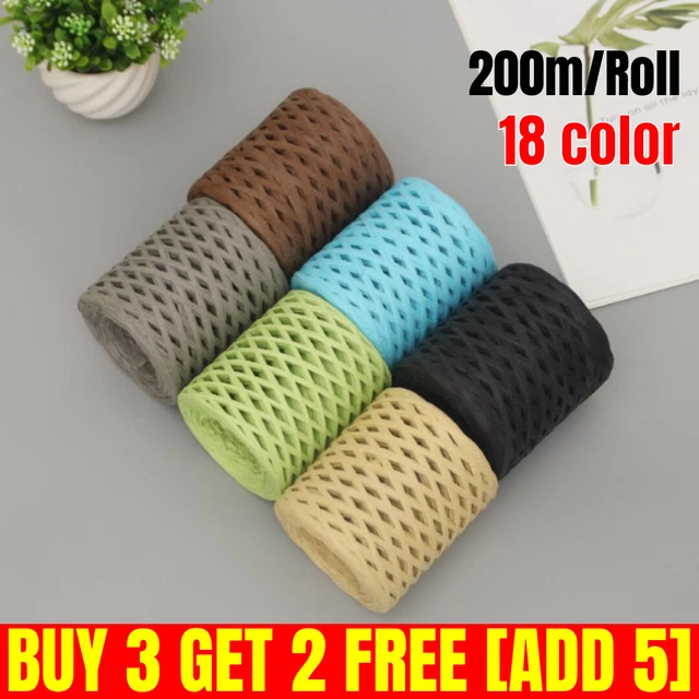 200M/Roll Raffia Paper Straw Yarn DIY Hand Knitting Crochet Handbag Hats Rope UK