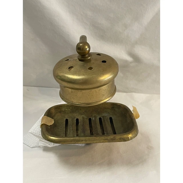 Antique Brass Wall Mounted Soap Dish W/ Cup Holder