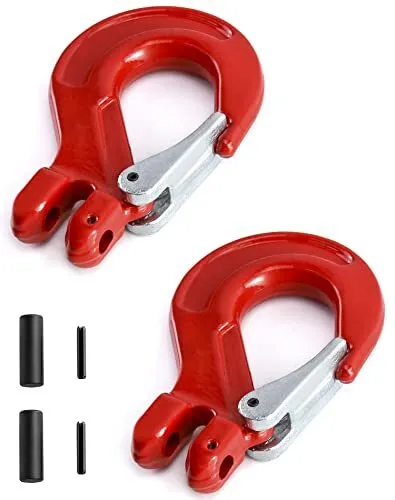 QWORK Clevis Slip Hook with Latch 2 Pack3/8" 4400 lbs Load Limit Grade 80 Dro...