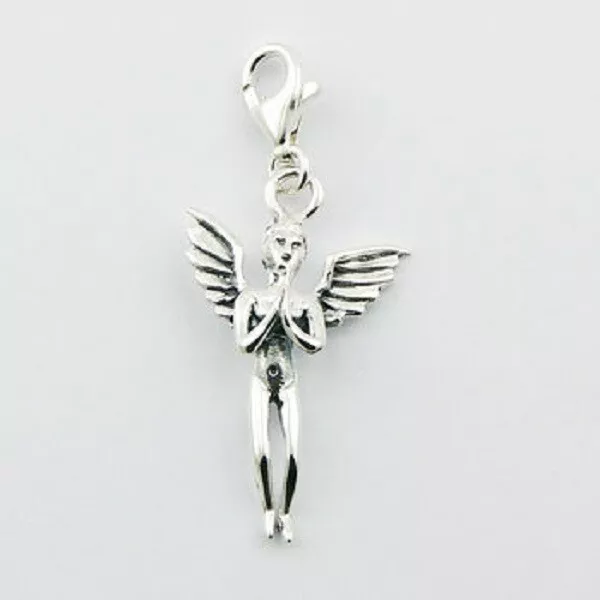 925 Sterling Silver Pendant Praying Angel Spiritual Figure Highly Polished