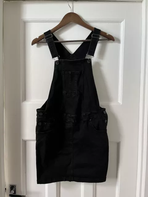 Jojo Maman Bebe Maternity Dungarees Dress Black Denim Size 8