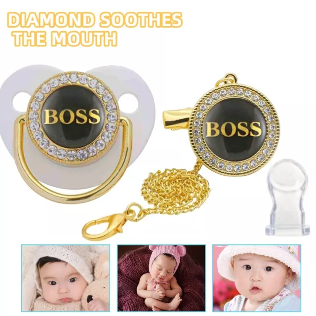 Newborn Baby Pacifier Bling Infant Soother Dummy Silicone Dummy Clip with chain