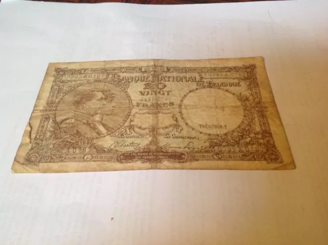 20 Belgium Francs banknote dated 9/1/45