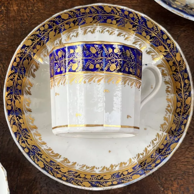 Eight Piece John Rose Coalport  Part Tea Set c. 1800 Cobalt Blue & Gilt 3