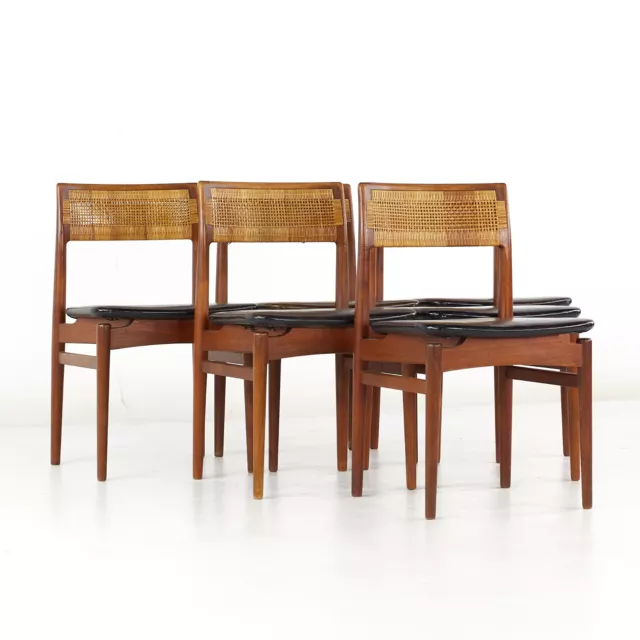 Erik Wørts Mid Century Danish Teak and Cane Dining Chairs - Set of 6
