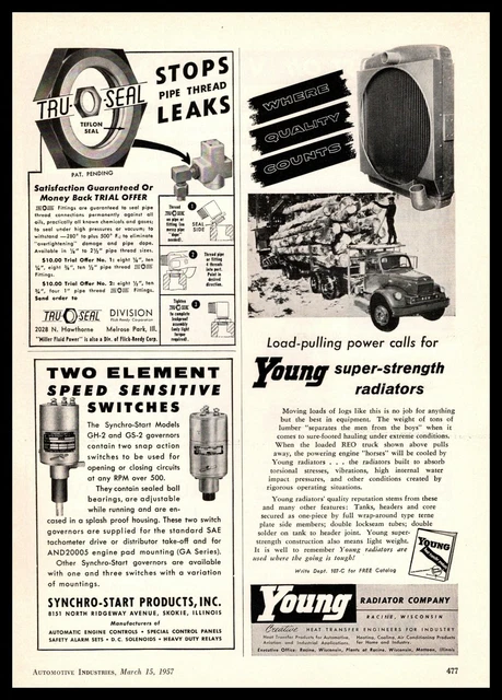 1957 YOUNG RADIATOR Co. Racine Wisconsin Logging Truck Photo Vintage