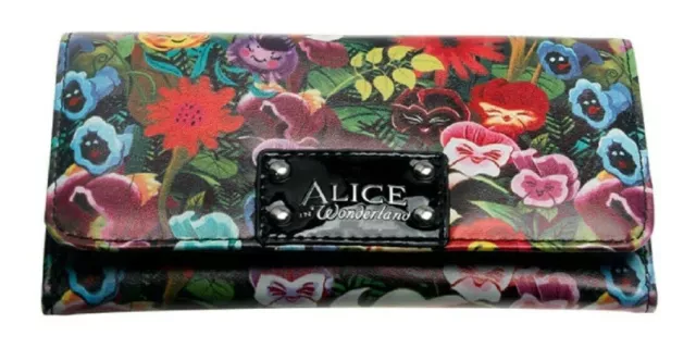 Alice in Wonderland Flowers Design Zip Around Clutch Wallet
