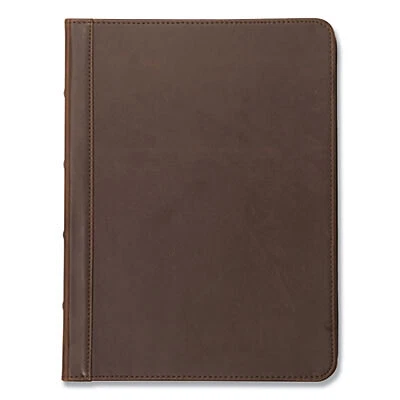 Samsill vintage hardback zipper portfolio, vinyl, dark brown, 11 x 8.5 70836