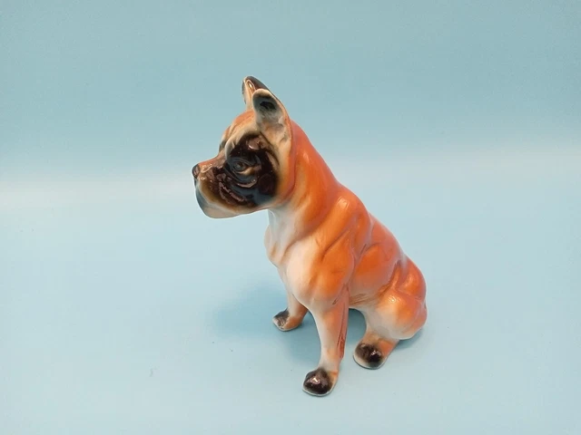 Vintage Sitting BOXER DOG Figure 3.5" Tall