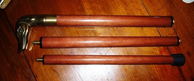 Canne De Marche Designer - Poignée Chien En Laiton - Bois 38 Pouces - Reproduction