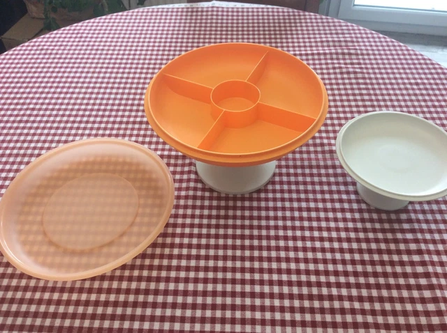 TUPPERWARE 2 BOITES ASSIETTES PIQUE-NIQUE CAMPING VINTAGE jaune Seal