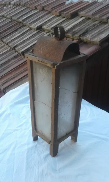 RARE PRIMITIVE ANTIQUE VERY OLD WOODEN LANTERN 19th