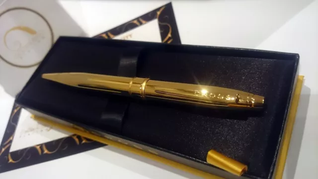 24Ct Gold Plated Executive Cross Ballpoint Writing Pen Black Ink Gift Boxed 24k 2