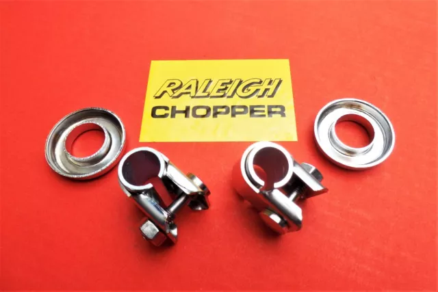 Raleigh Chopper Mk1 Mk2 - New Stainless Sissy Bar Clamps With Inserts And Cups