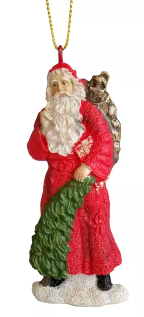 2x Gisela Graham Father Christmas Traditional Style Santa Hanging Tree Decs