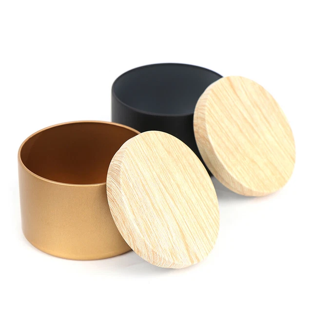 Candle Making Tinplate Empty Storage Jars Wood Grain Lids Cosmetic Pot Tea li ba