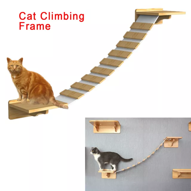 US Cat Climbing Shelf Frame Wall-Mounted Cat Bed Solid Wood Cat Perch Play Toys