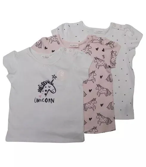 Next Girls 3 Pack Unicorn Pattern T -shirts Age Newborn/First Size