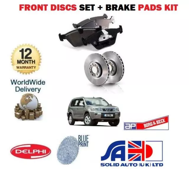 For Nissan X-Trail 2.0 2.2Dt 2.5 2001-2007  New Front Brake Discs Set & Pads Kit