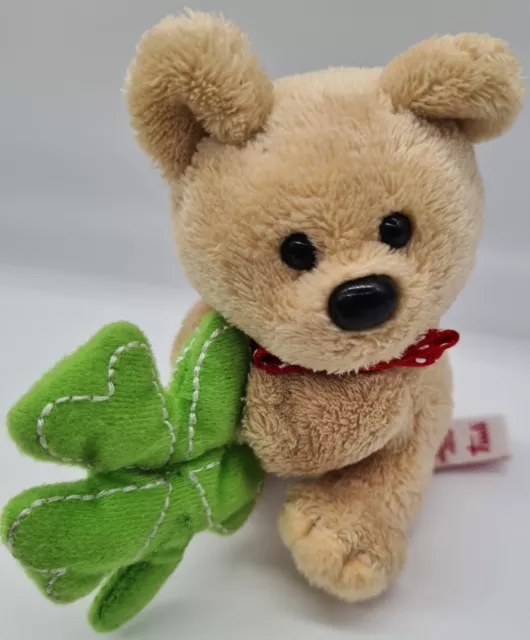 Trudi Bär mit Kleeblatt Teddybär Plüschtier Kuscheltier Plüsch klein Schleife