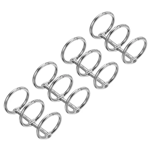 0.79" Diá 3 Anillos de Libro, 4pzs Metal Carpeta Anillos Desmontable, Plata Tono