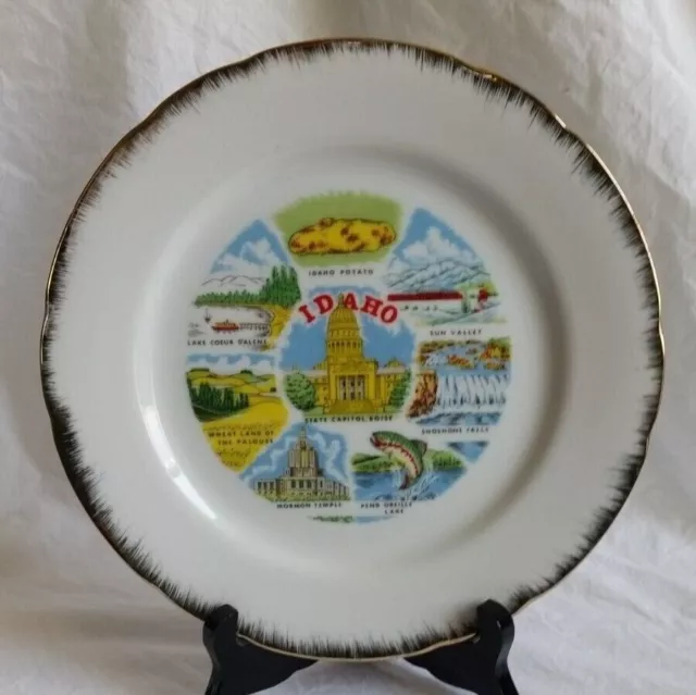 Vintage State Souvenir Collector Plate Idaho 9 1/8"