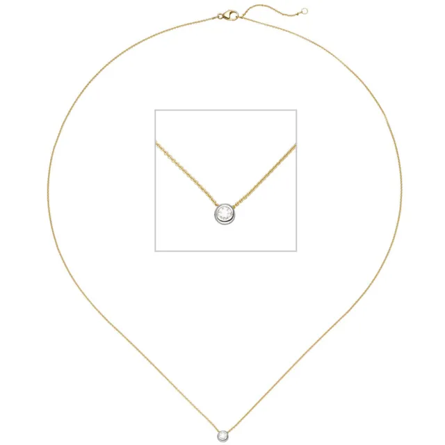 Collier feine Halskette 750 echt Gold Diamant-Anhänger Solitär rund 18 Karat neu 3