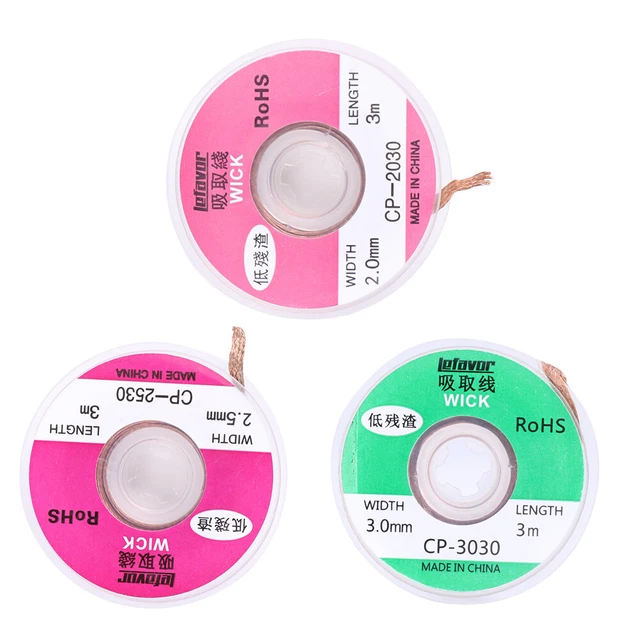 Rimuovi saldatura 2,5 mm 2,0 mm 3 metri 3 metri treccia dissaldante rimozione saldatura filo avvolgitore