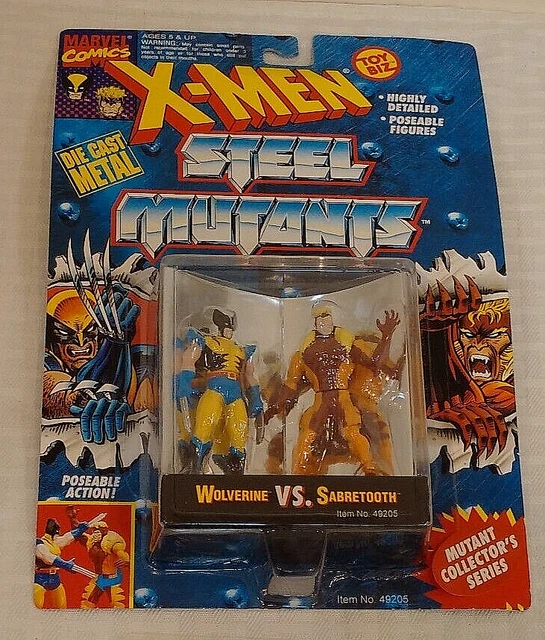 Vintage ToyBiz MOC X-Men Figure Steel Mutants Wolverine Sabretooth Die Cast 1994