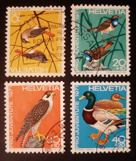 Francobolli Svizzera Pro Juventute Uccelli Locali Mc 960/963 Yt 891/894 1971