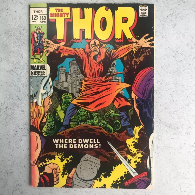 Thor #163 (1969)  🗝 2nd Cameo HIM/Warlock ~ leads into #164/165 **Stan Lee**
