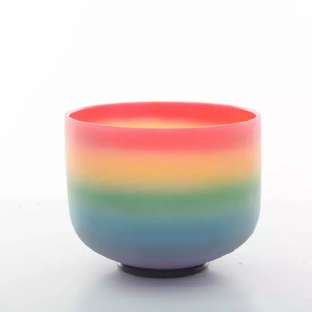 8 inch 432hz C Note Root Chakra Rainbow Colored Frosted Crystal Singing Bowl