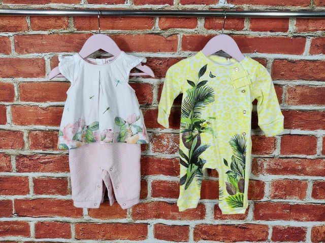 Baby Girls Bundle Age 0-3 Months 100% Ted Baker Babygro Romper Infant Set 62Cm
