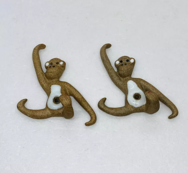 Vintage 1983 Takahashi Ceramic Monkey Hanging Towel Hooks 4” Art Decor Japan 22