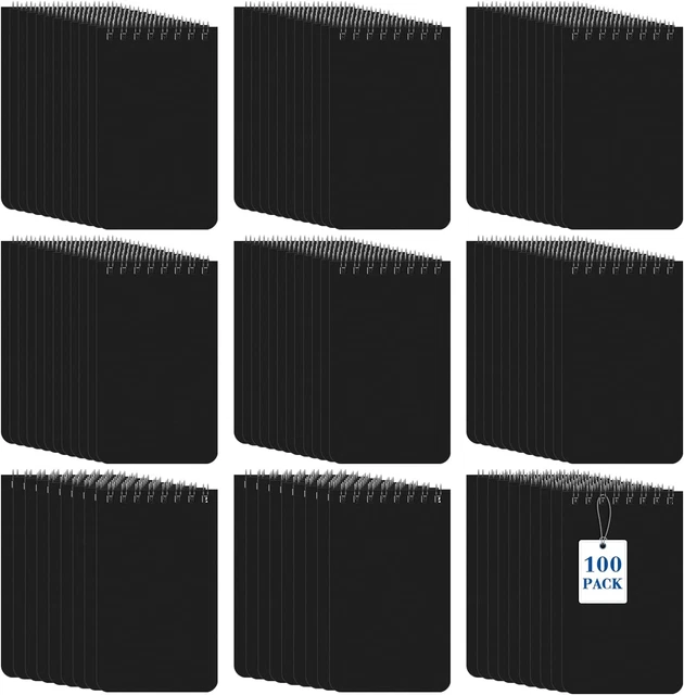3 x 5 Spirals Notebook 100 Pcs Mini Spiral Notepad Top Bound Black