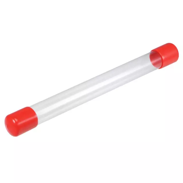 Clear Storage Tube 0.8" x 9" for Bead Containers, Craft with Red Caps 2 Pack