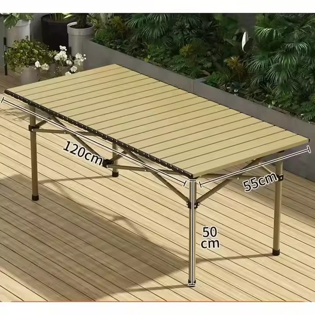 Table Pliante Transportable de Camping - 120 x 60 x 55/63/70 cm