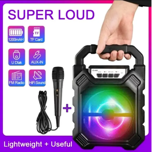 Corneta Bluetooth Bocina Parlante Altavoz Inalambrico LED & Microfono FM Karaoke