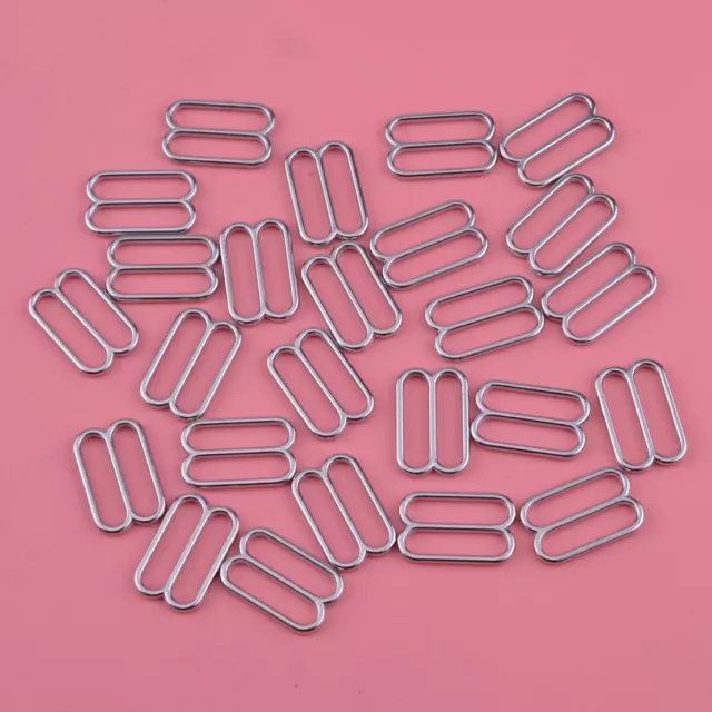 25pcs 15mm Metal Round Tri-Glide Slider Buckles Adjuster for Webbing Strap e