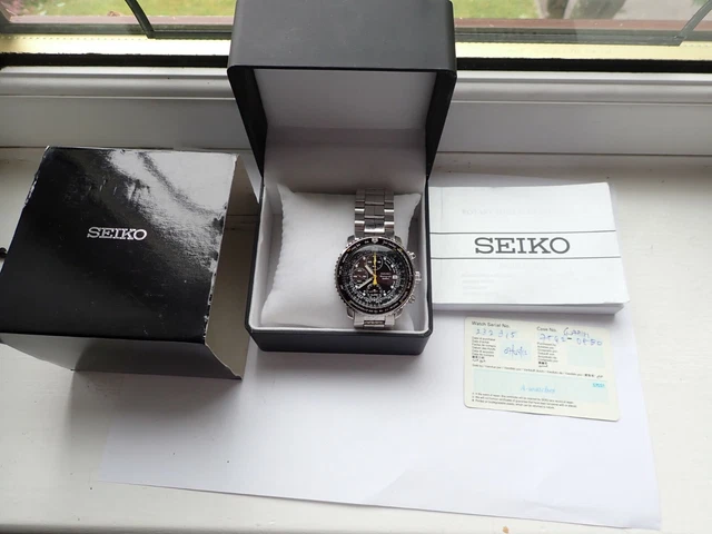 SEIKO SNA411P1 FLIGHTMASTER Quartz Chronograph Watch 200m march 2012 boxed  used EUR 340,84 - PicClick FR