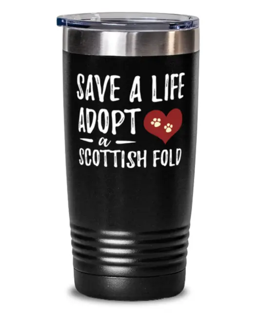 Save A Life Adopt A Scottish Fold 20oz Tumbler Mug Mug For Rescue Cat Mom