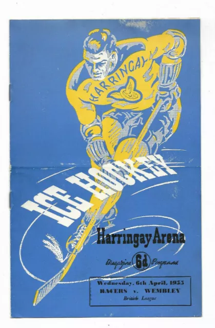 Ice Hockey Programme 6 April 1955 - HARRINGAY RACERS v. WEMBLEY LIONS