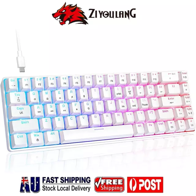 Wired 68 Keys 60% Mechanical Gaming Keyboard RGB LED Backlit For PC MAC PS4 PS5