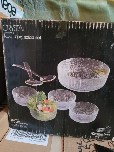 Clear Crystal Glass Salad Bowl Set Borgonovo Italy Table Skapes 5 piece set